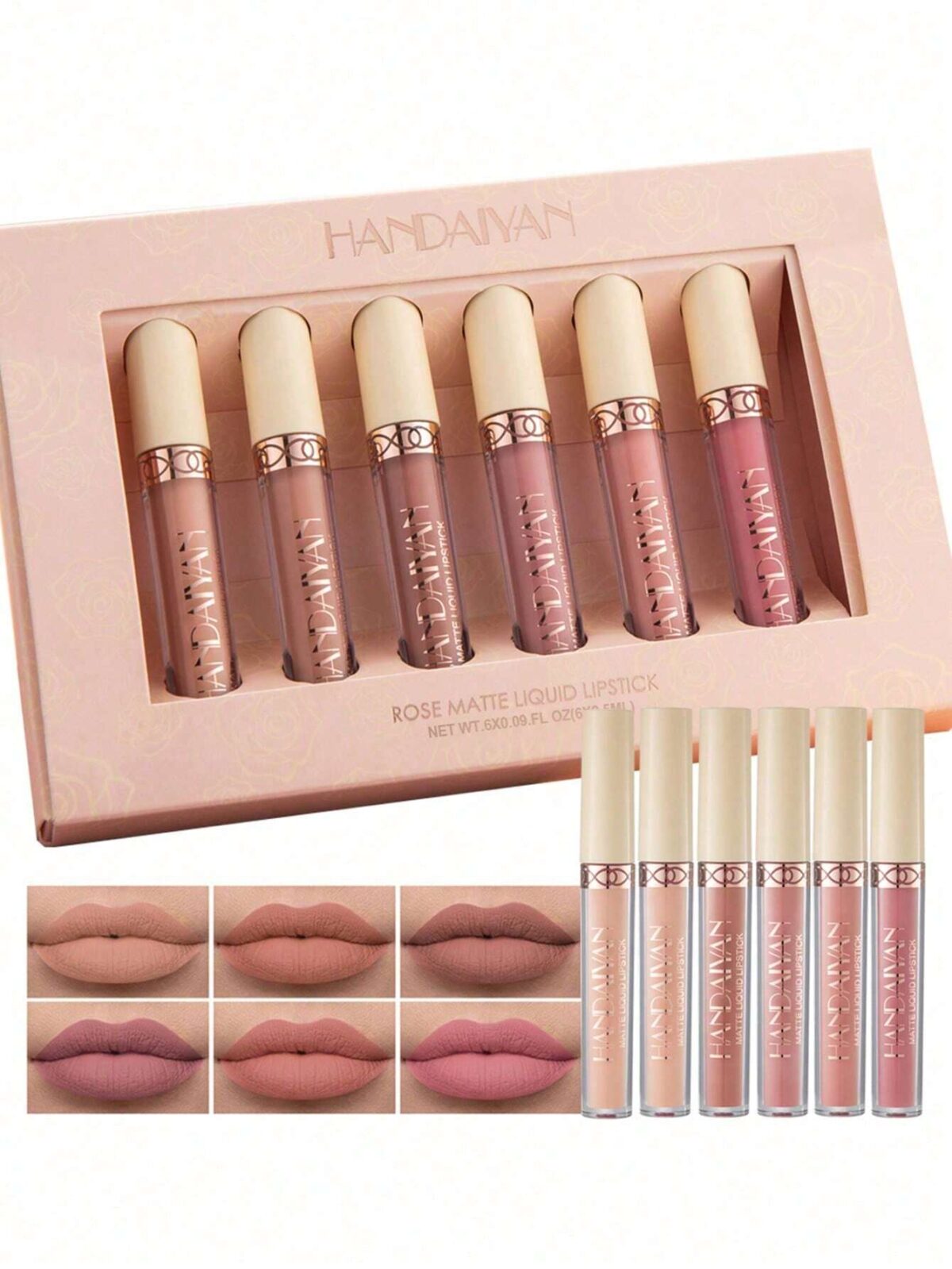 Labiales 6 piezas tonos rosa HANDAIYAN