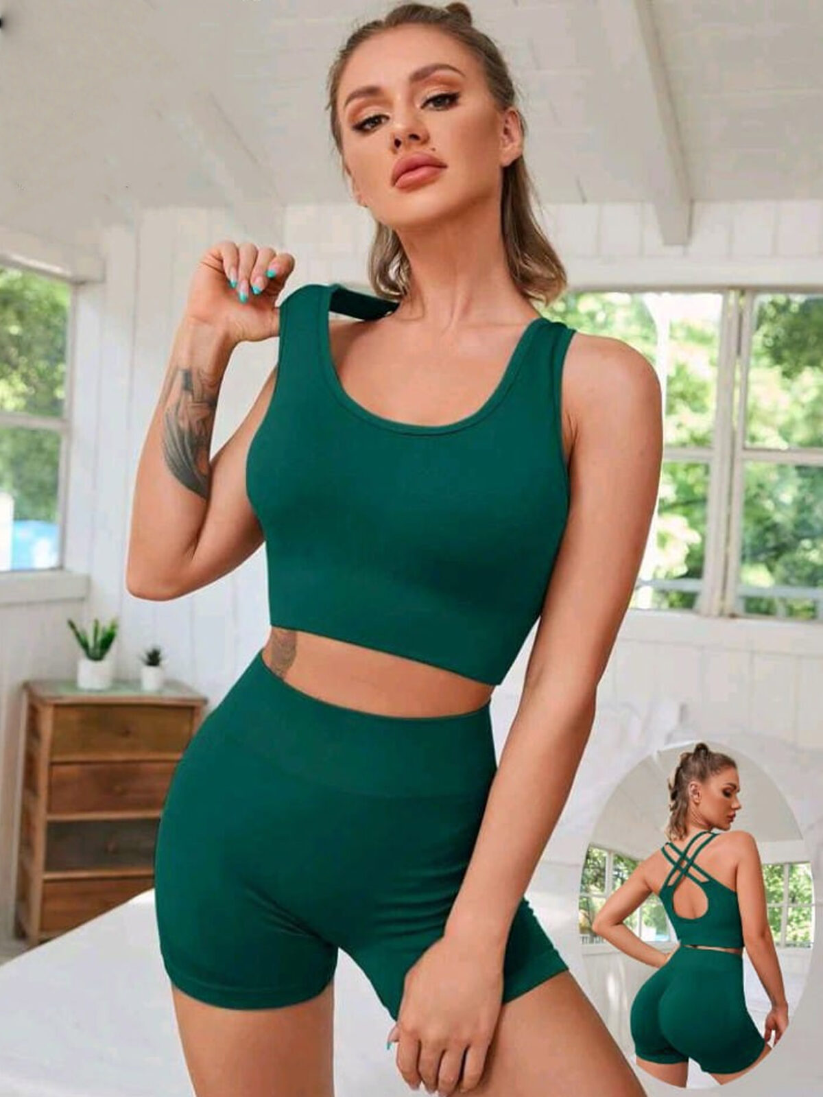 Conjunto deportivo 2 piezas verde liso